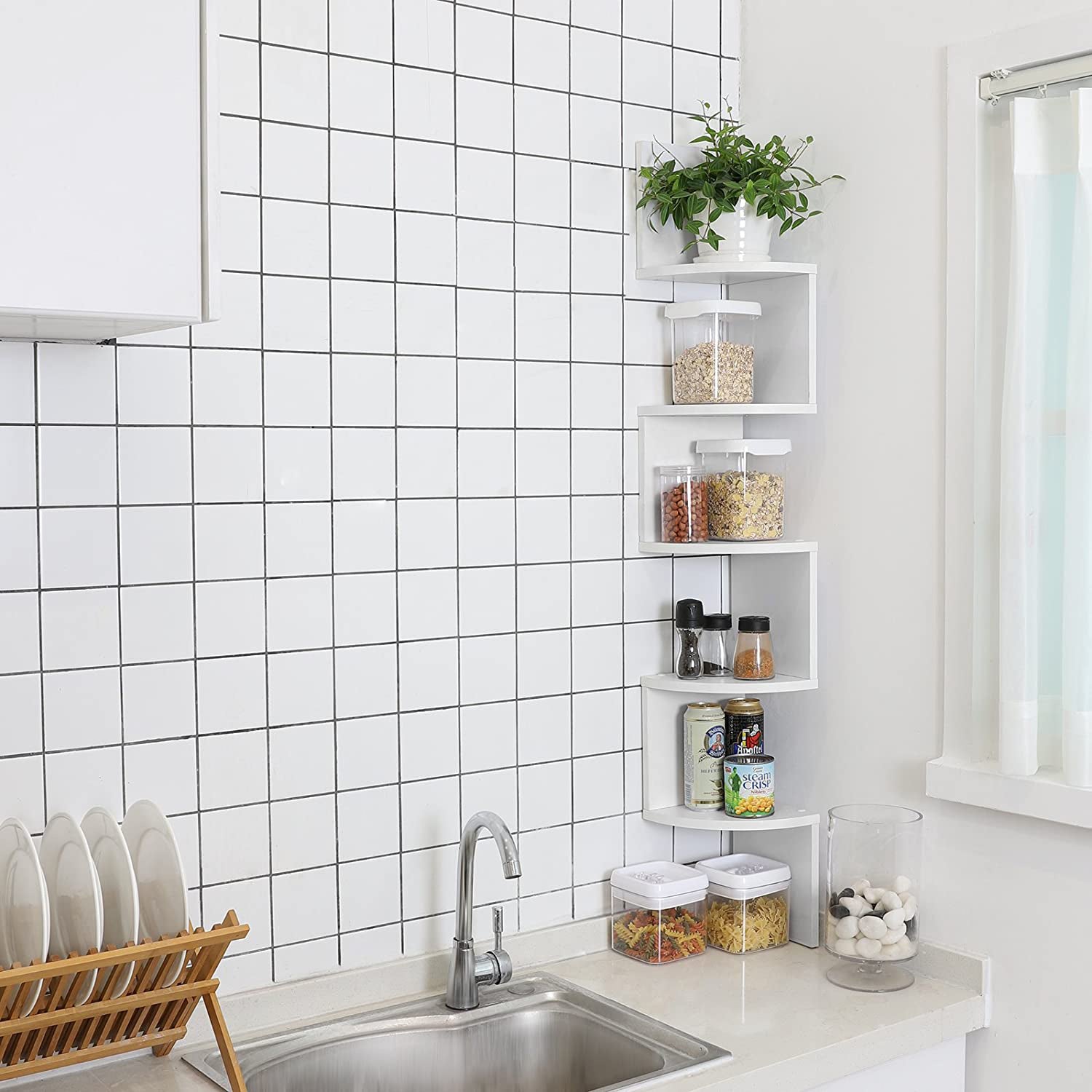 White Wall-mounted Corner Shelf