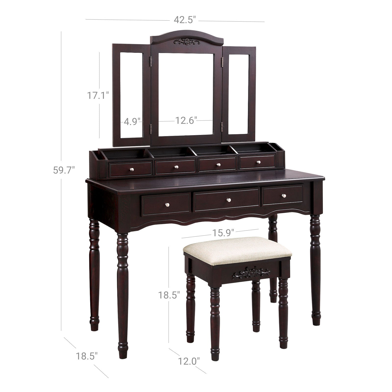 Makeup Vanity Set with 7 Drawers