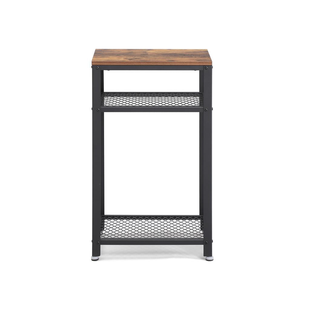 Industrial Side Table with 2-Tier Shelves