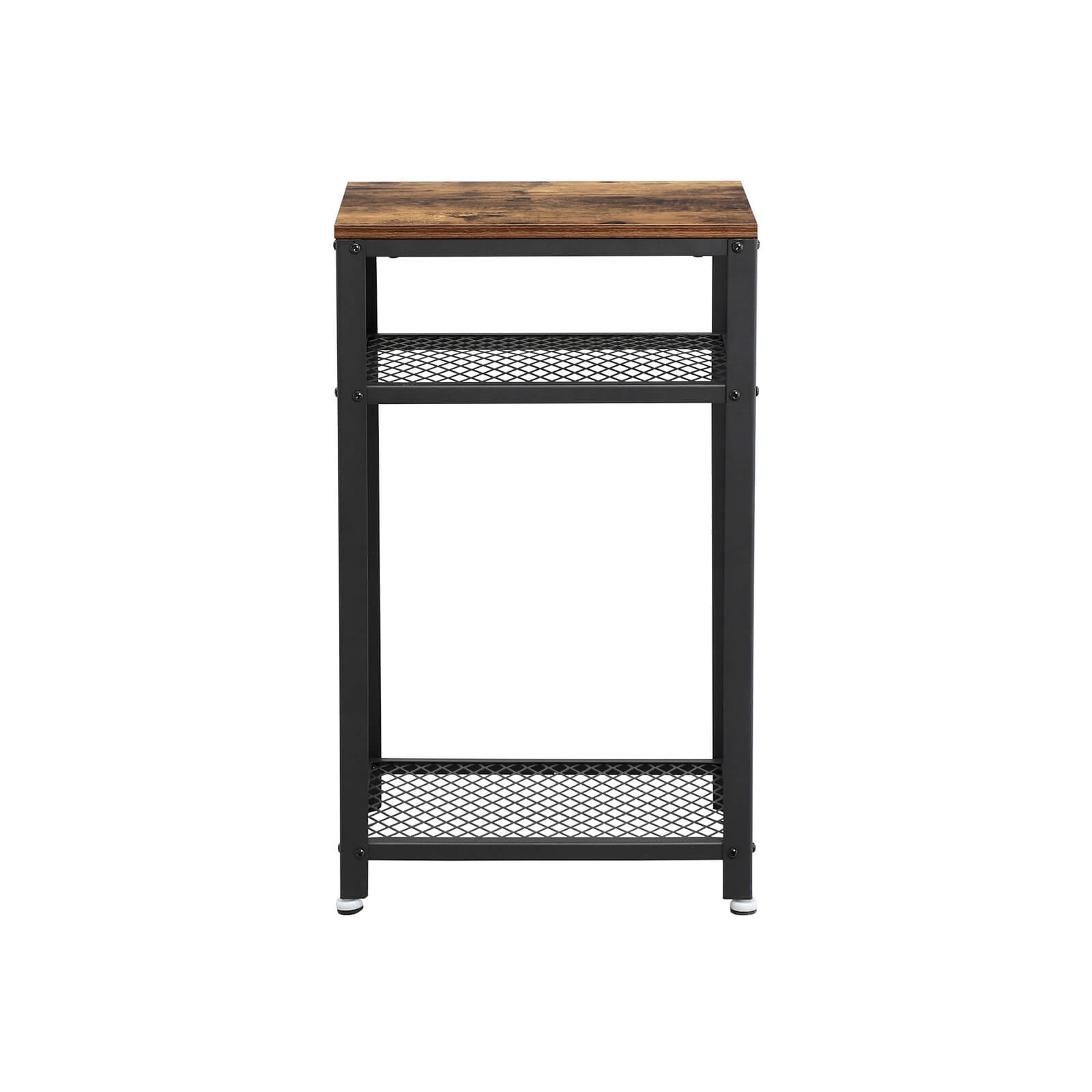 Industrial Side Table with 2-Tier Shelves