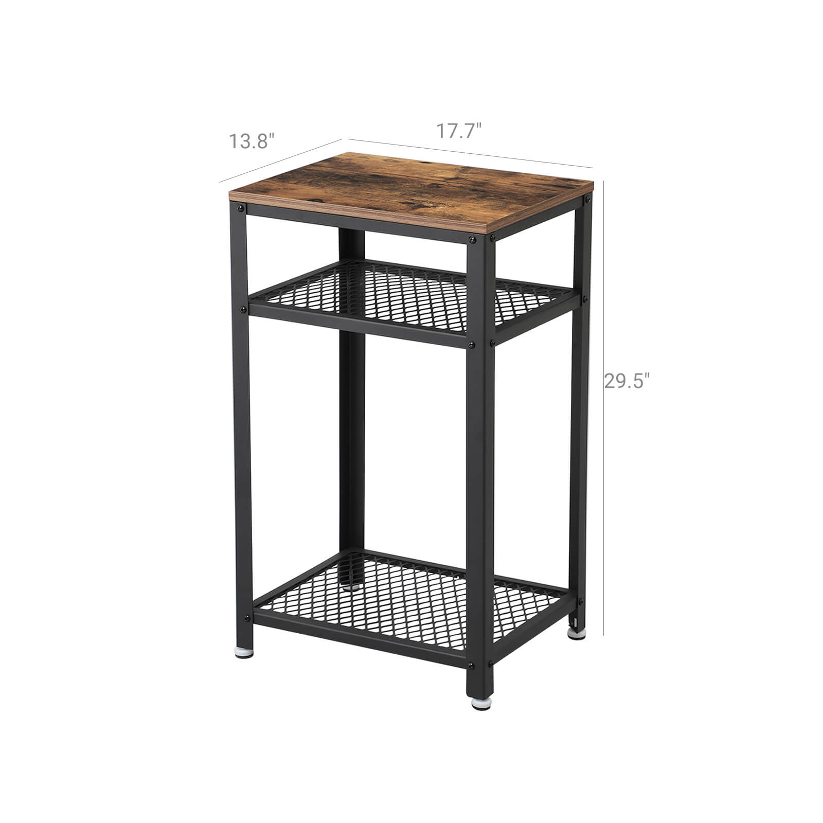 Industrial Side Table with 2-Tier Shelves