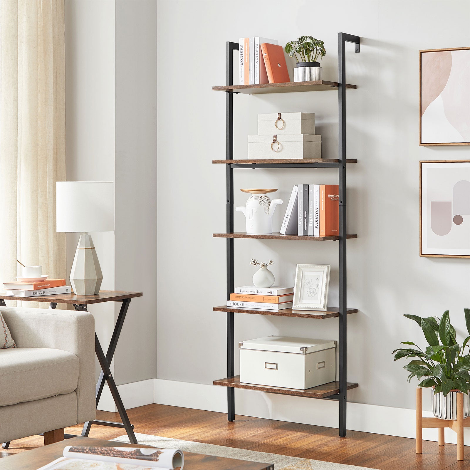 Industrial Ladder Shelf for Living Room