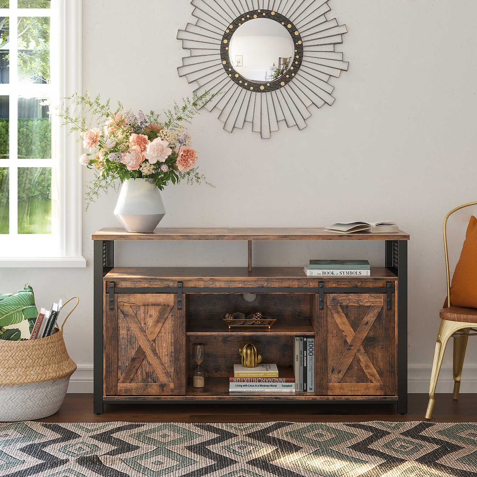 TV Cabinet with Sliding Barn Doors