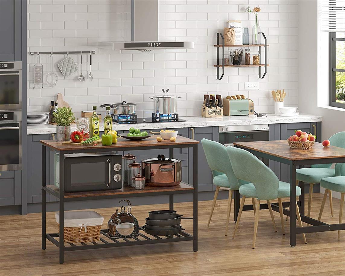 Kitchen Island with 3 Shelves