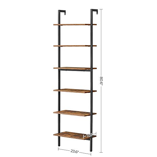 6-Tier Wall-mounted Ladder Bookshelf