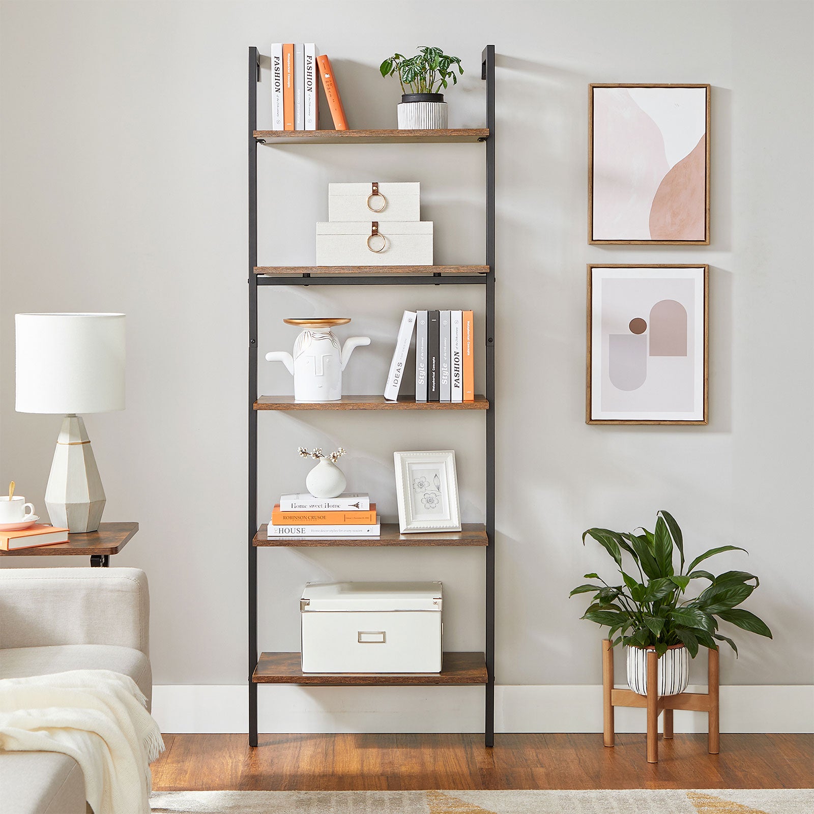 Industrial Ladder Shelf for Living Room