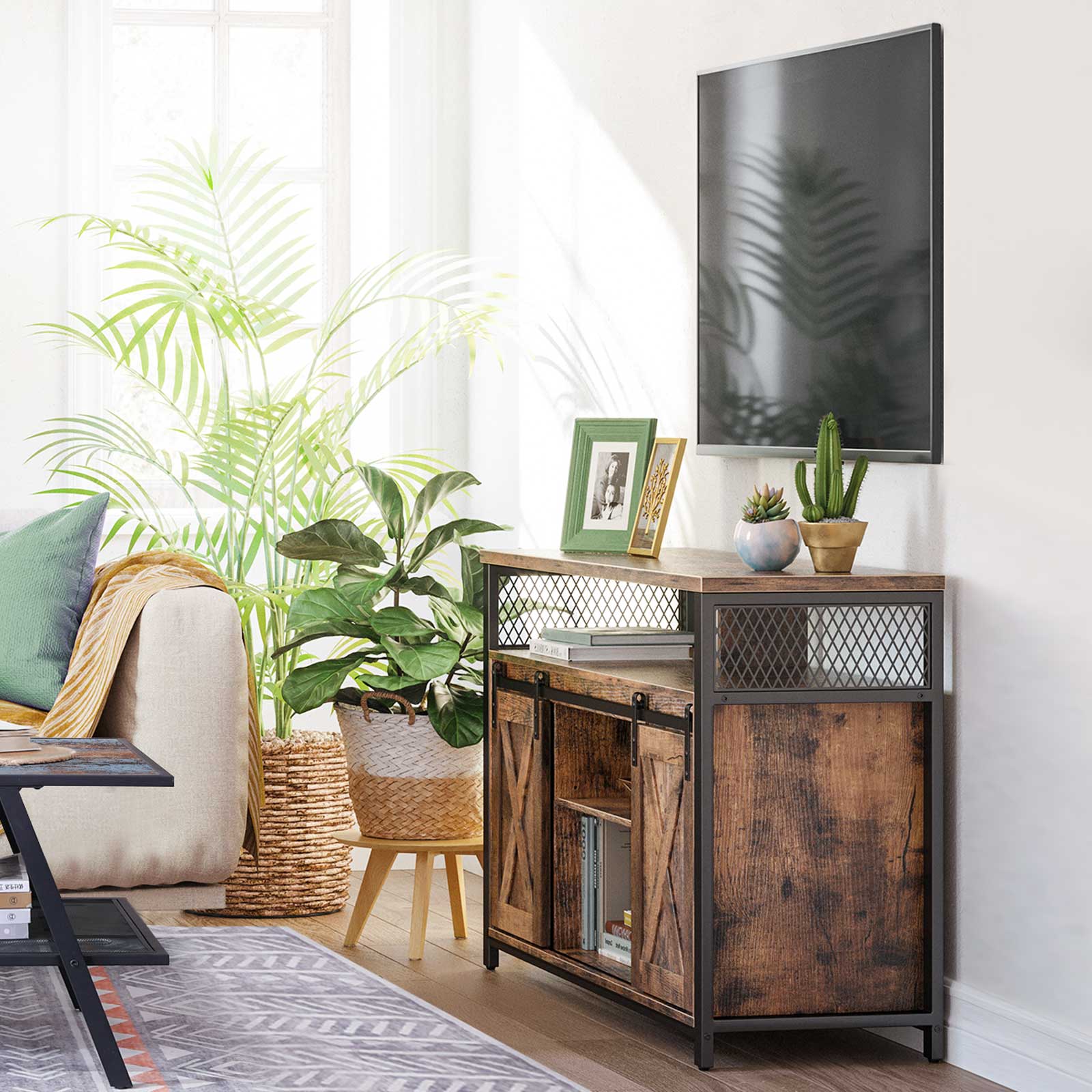 TV Cabinet with Sliding Barn Doors