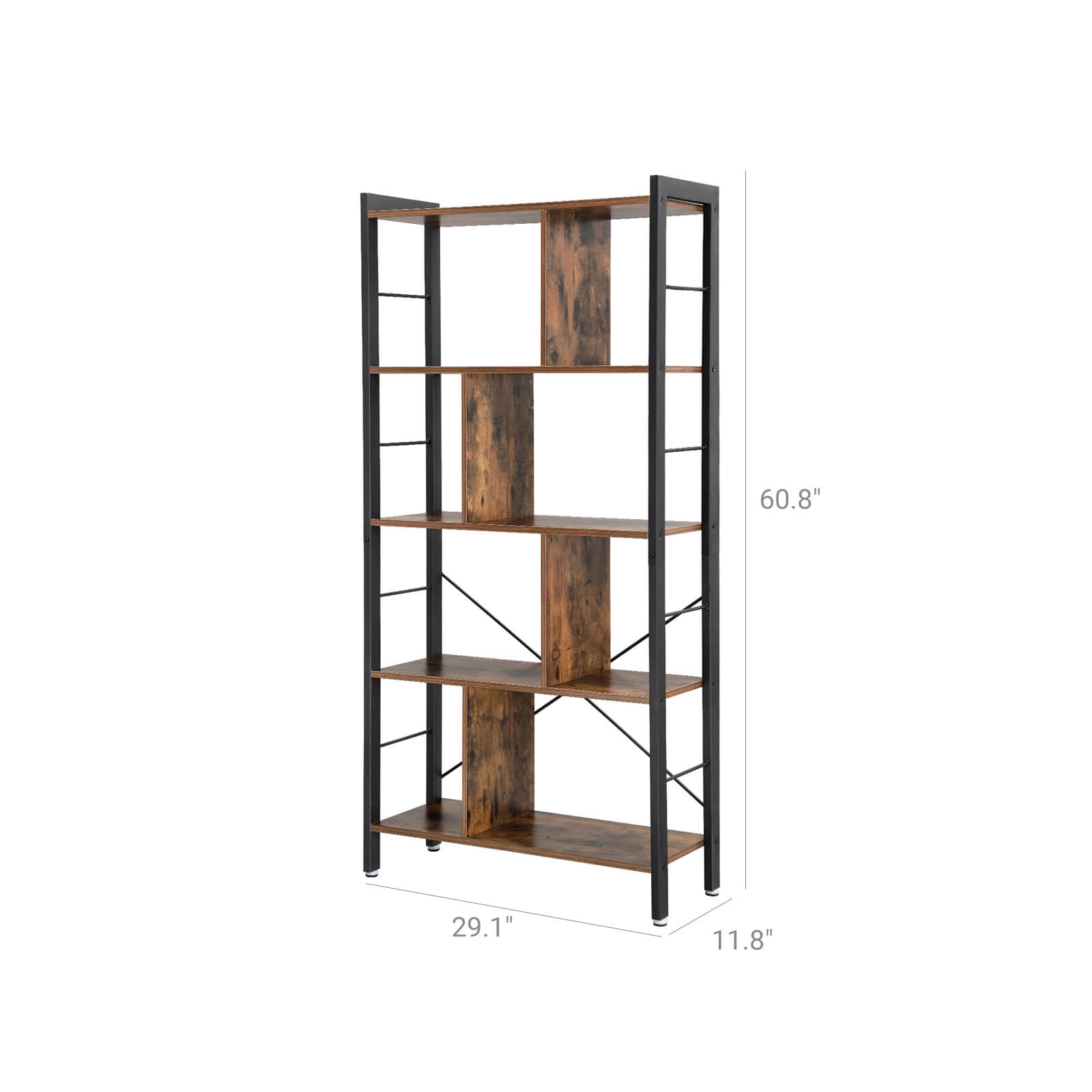 4-Tier Industrial Bookshelf