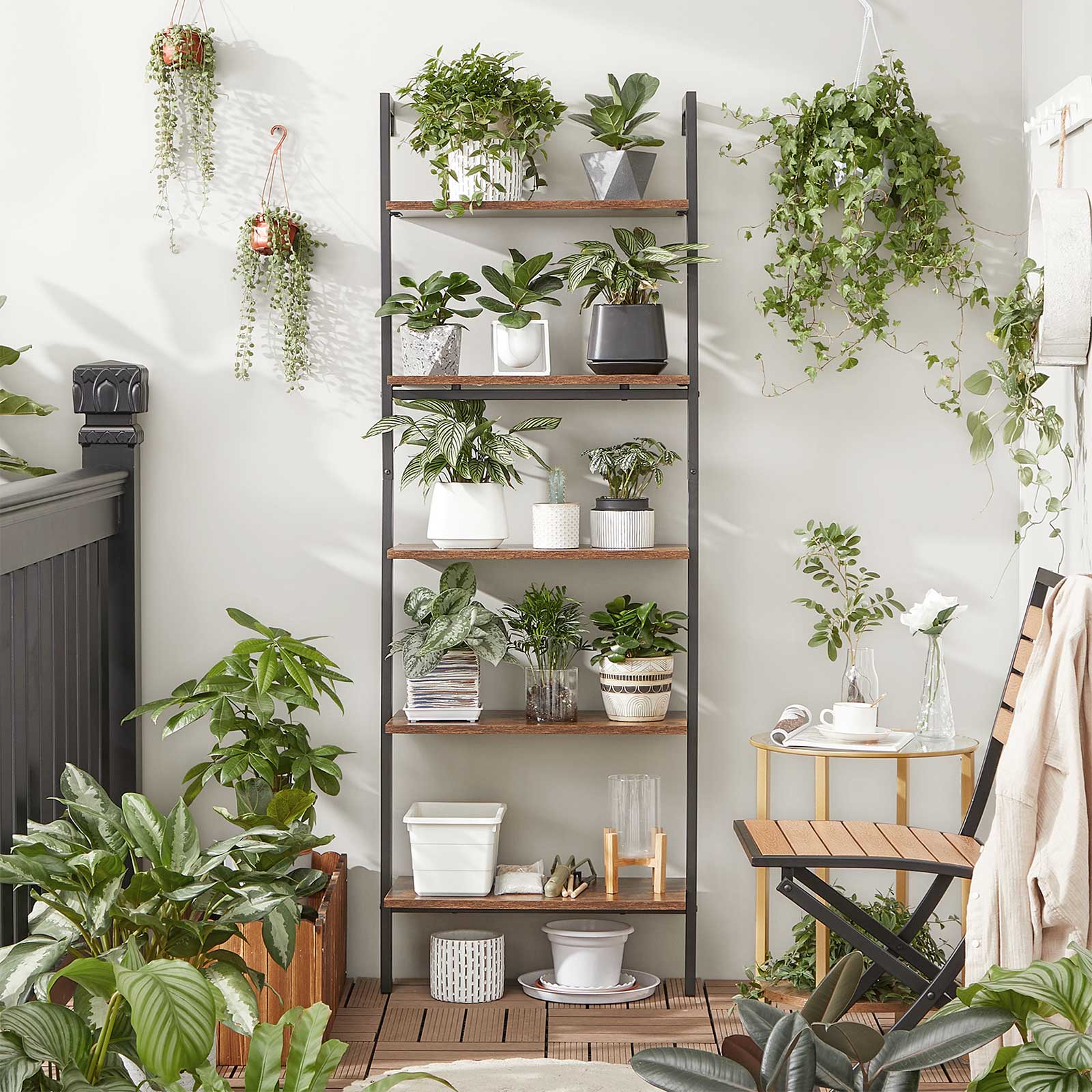 Industrial Ladder Shelf for Living Room