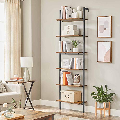 6-Tier Wall-mounted Ladder Bookshelf