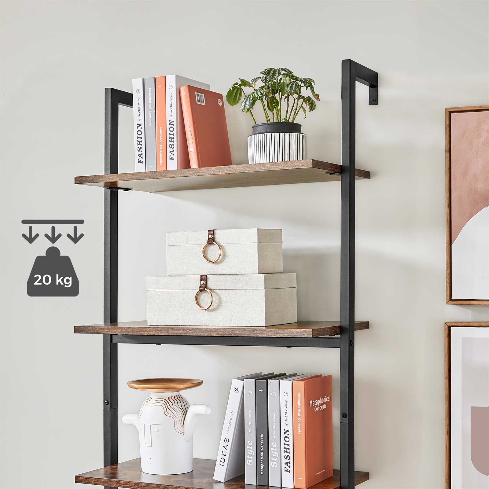 Industrial Ladder Shelf for Living Room