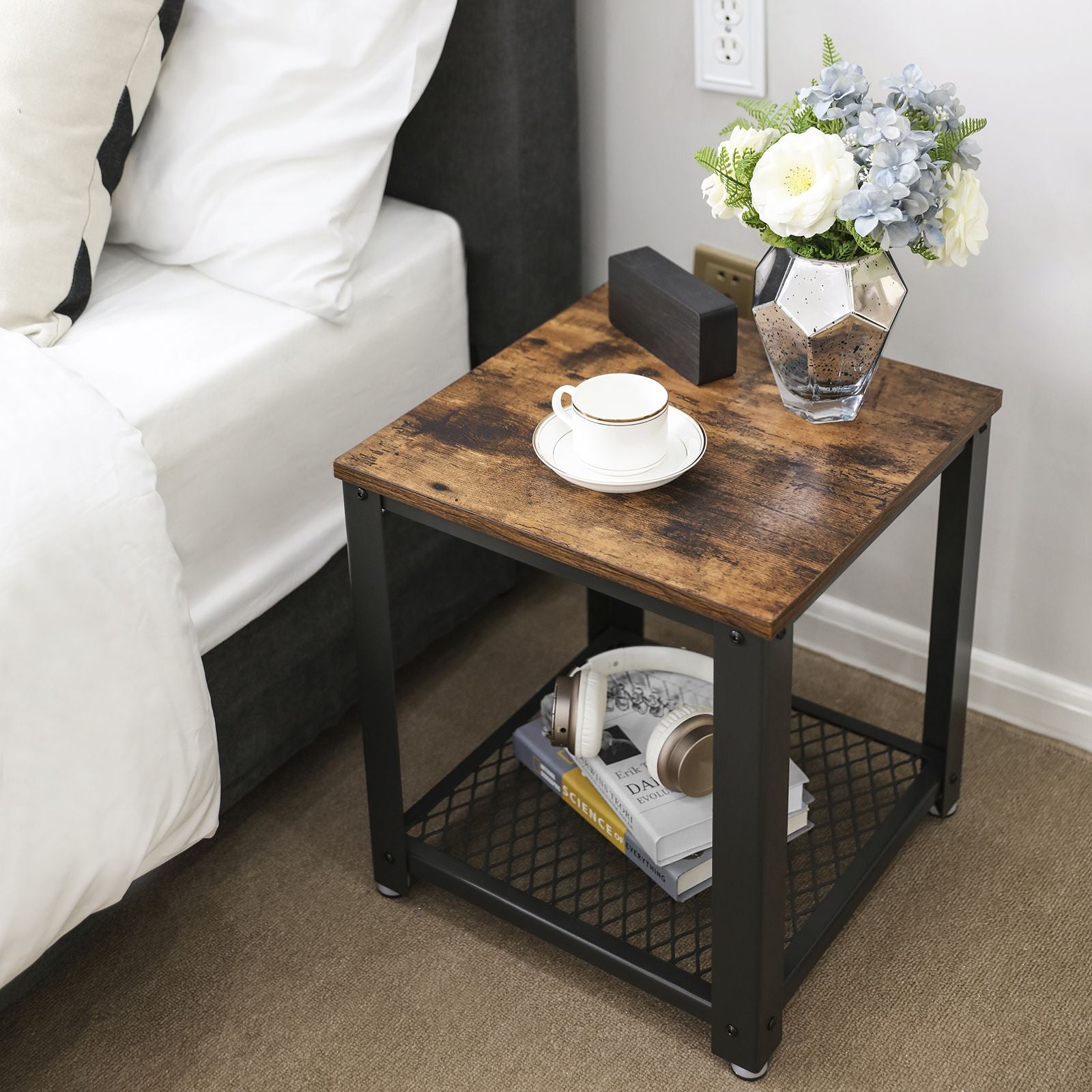 Side Table with Storage Shelf