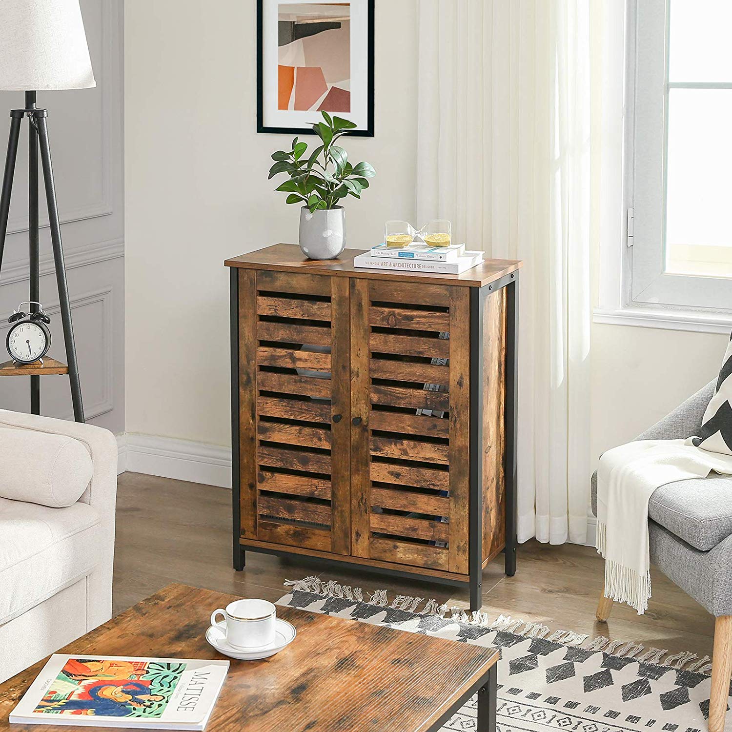 Double Louvered Doors Cabinet