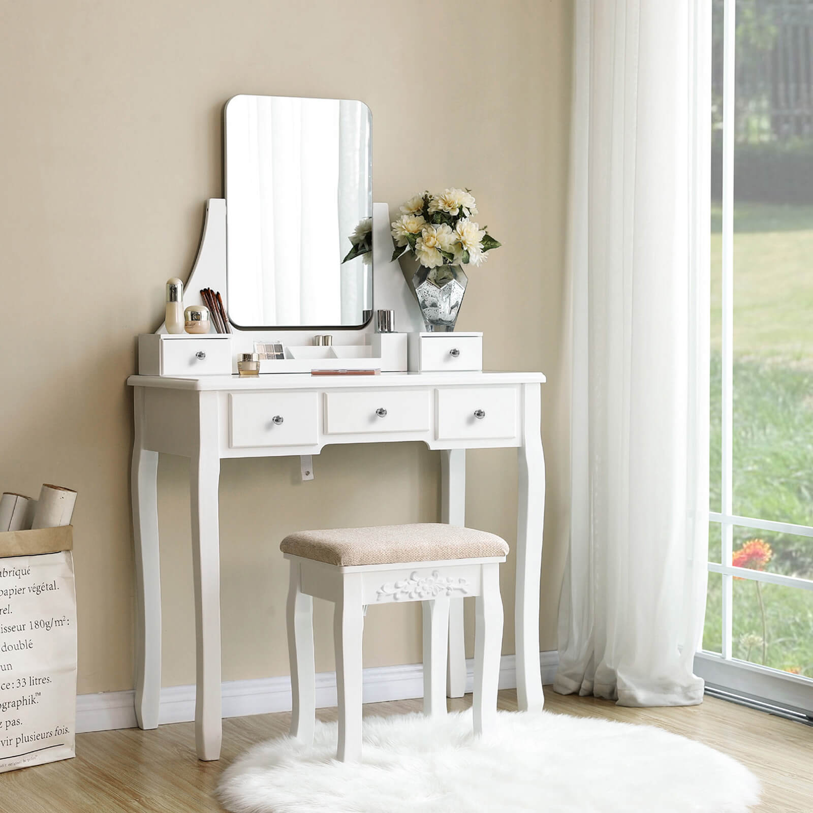 Frameless Mirror Vanity Set