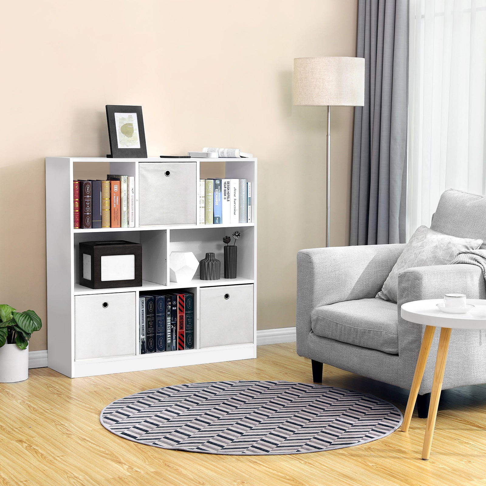 Wooden Bookcase with Open Shelves