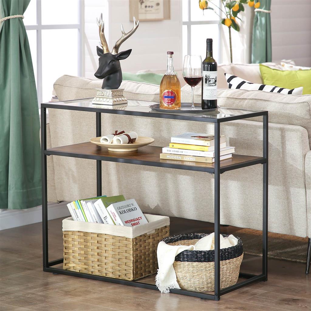 Console Table with Tempered Glass Top