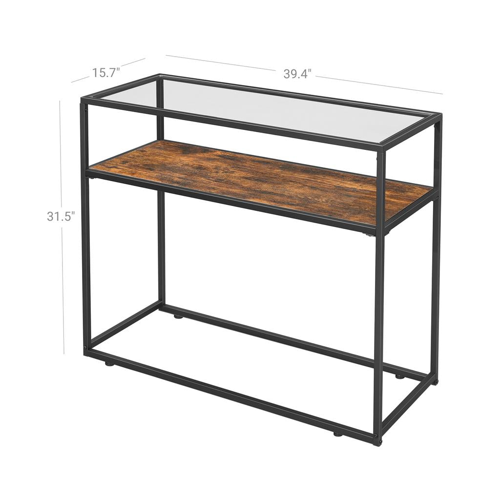 Console Table with Tempered Glass Top