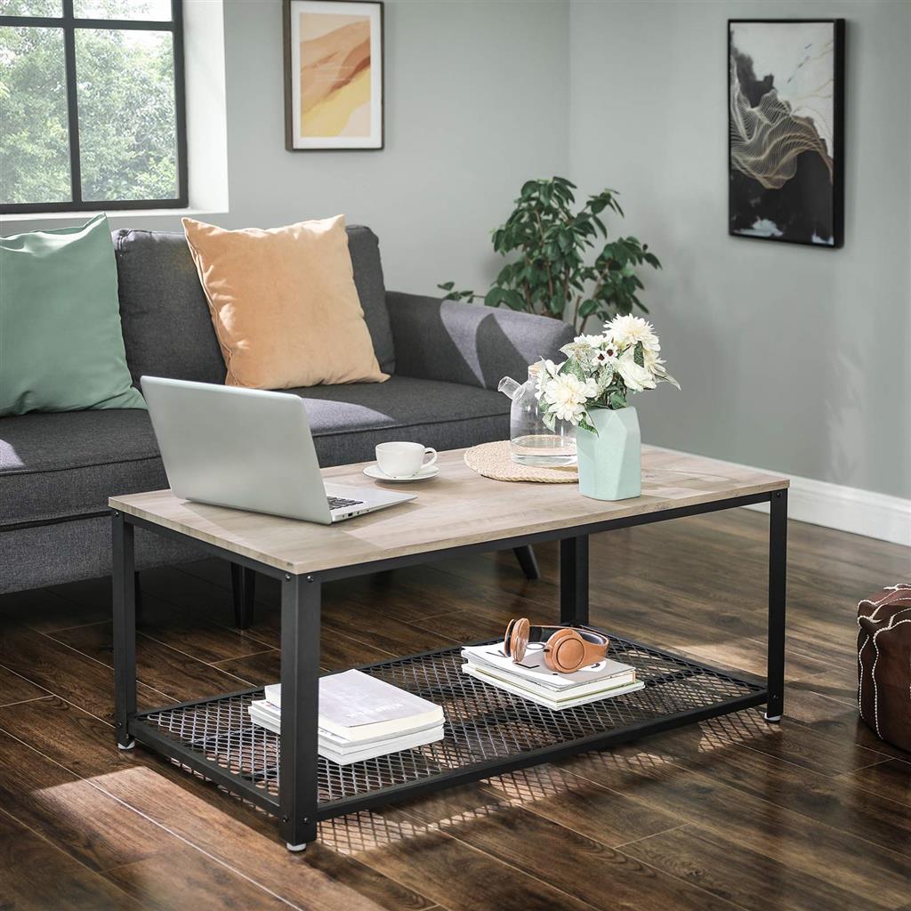 Gray Coffee Table with Shelf