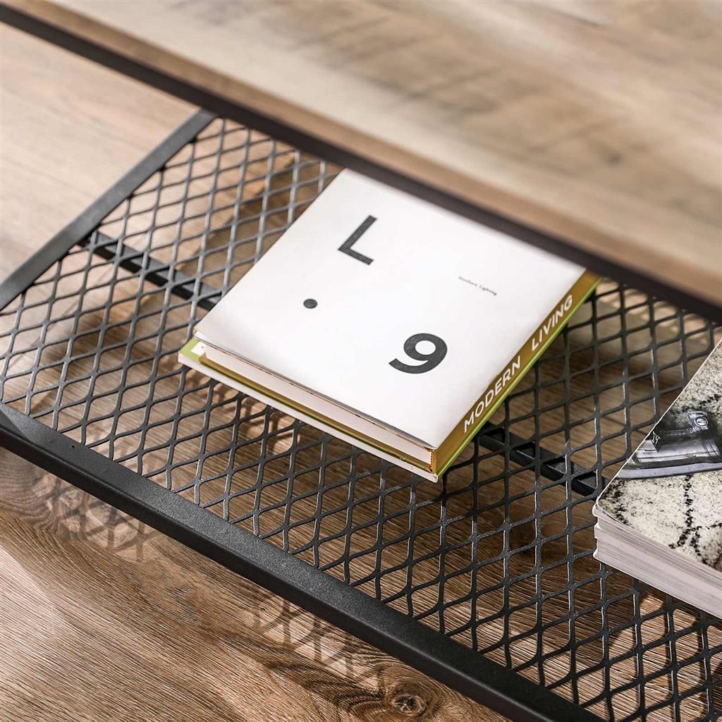 Gray Coffee Table with Shelf