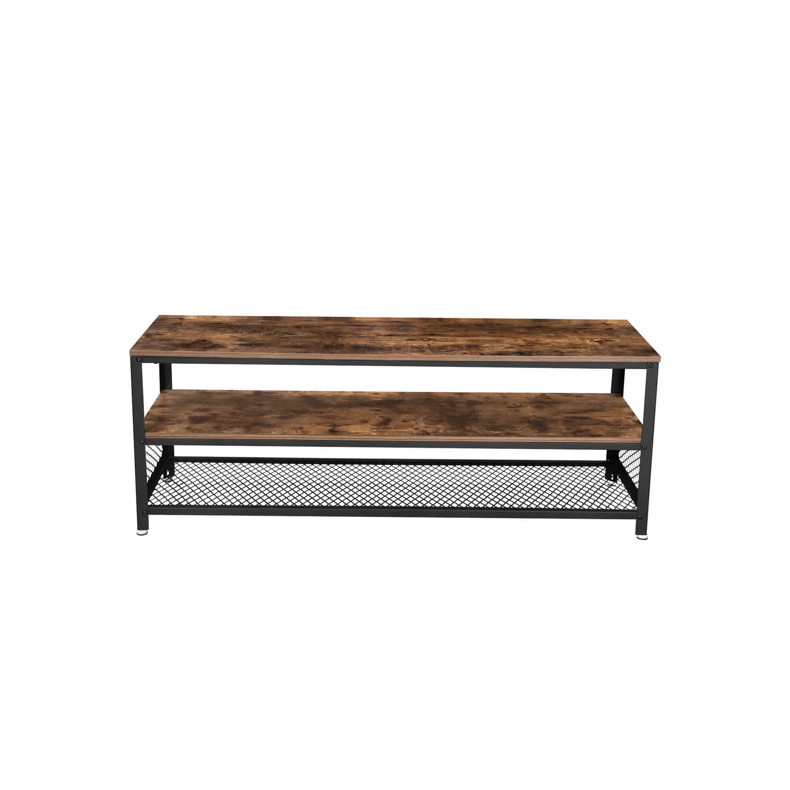 Industrial Long TV Stand with Shelves