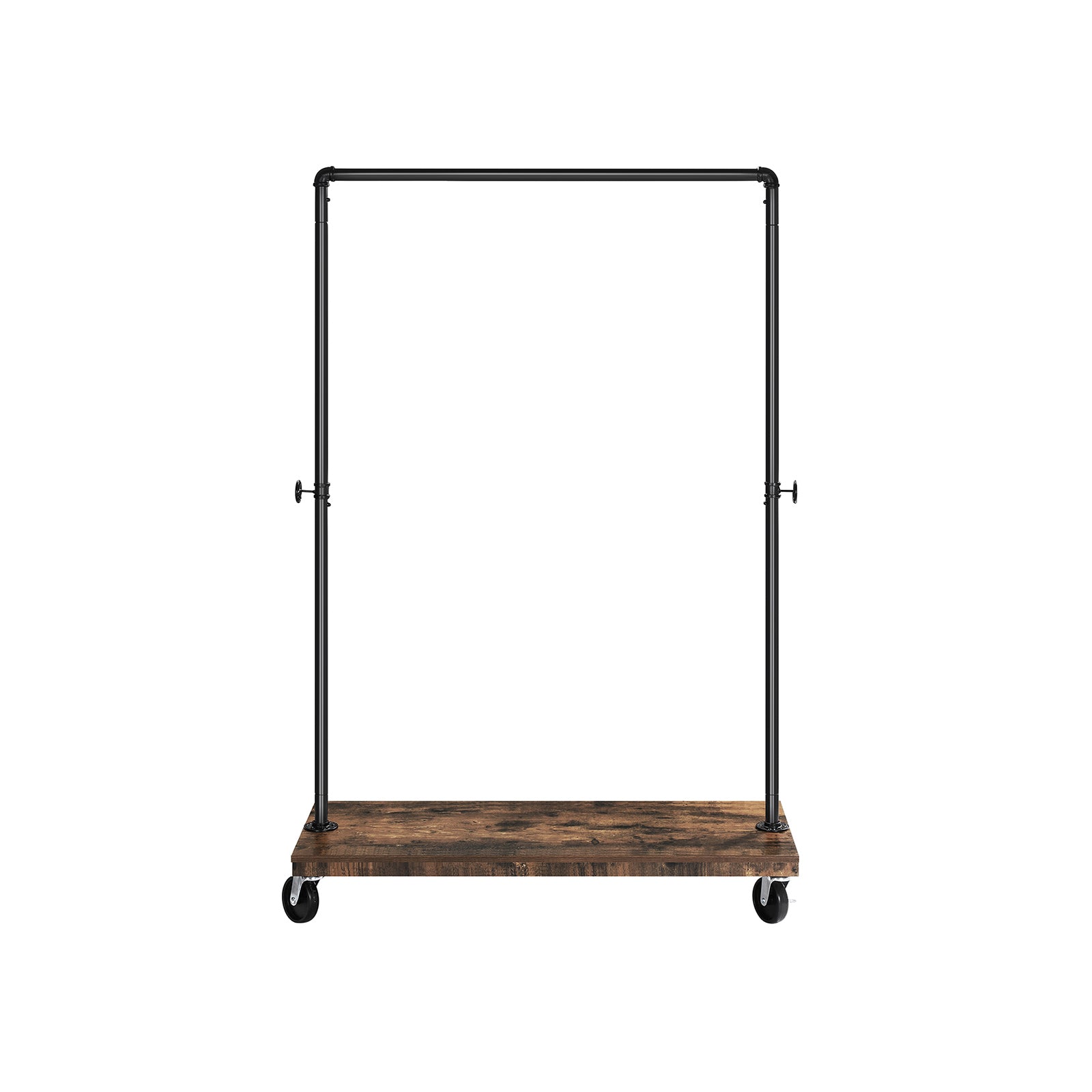 Industrial Pipe Style Rolling Garment Rack with Shoe Shelf