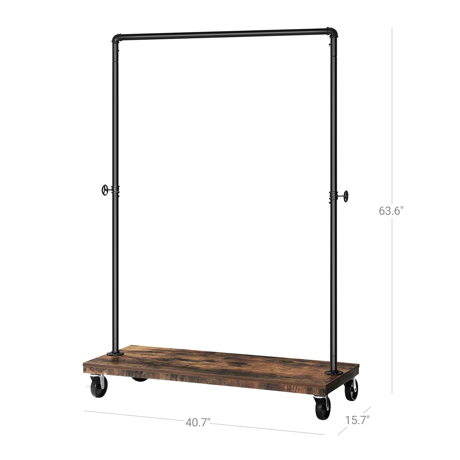 Industrial Pipe Style Rolling Garment Rack with Shoe Shelf