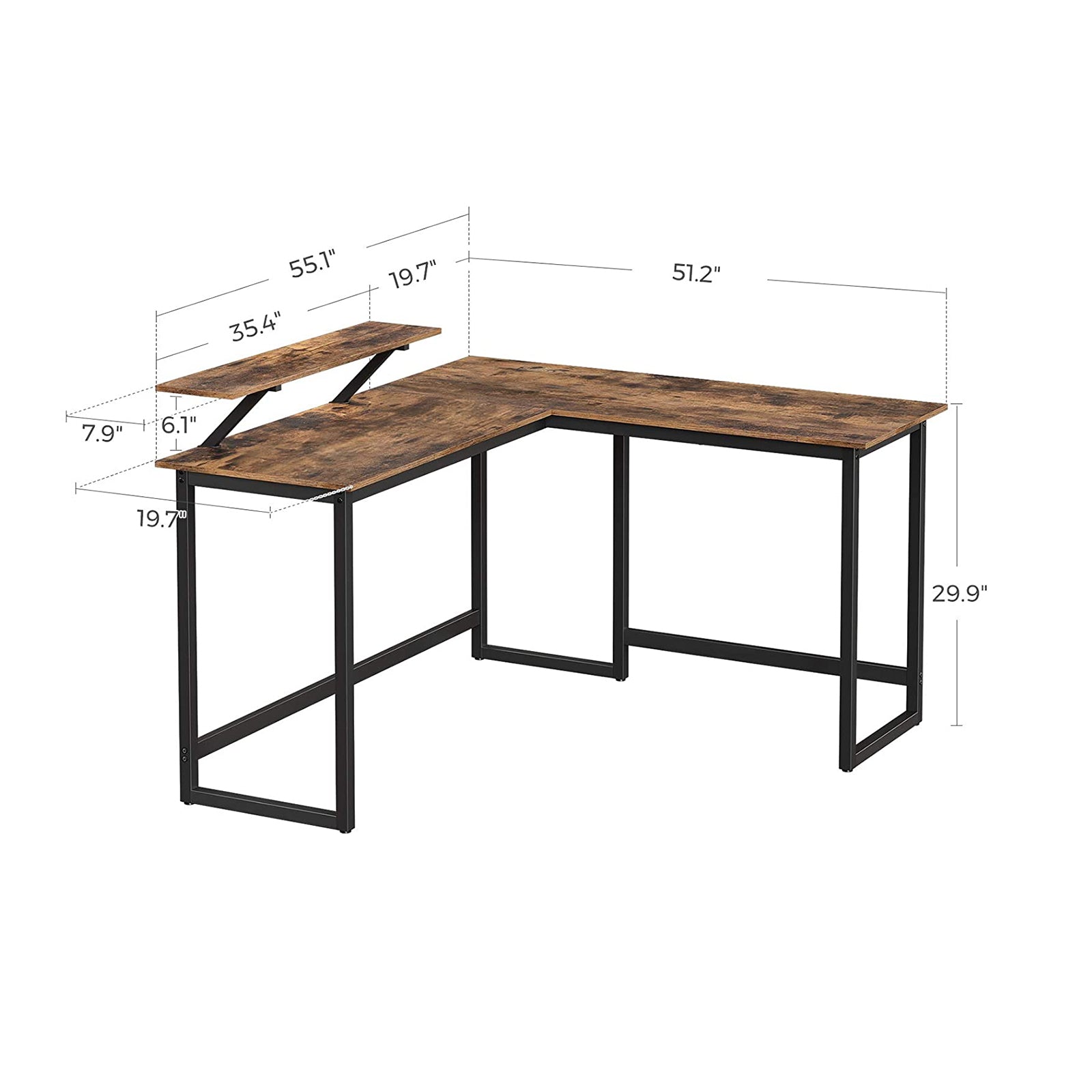 L-Shaped Desk with Monitor Stand