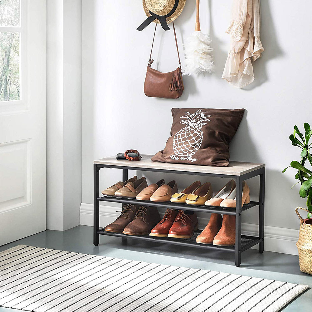 Shoe Rack with 2 Mesh Shelves