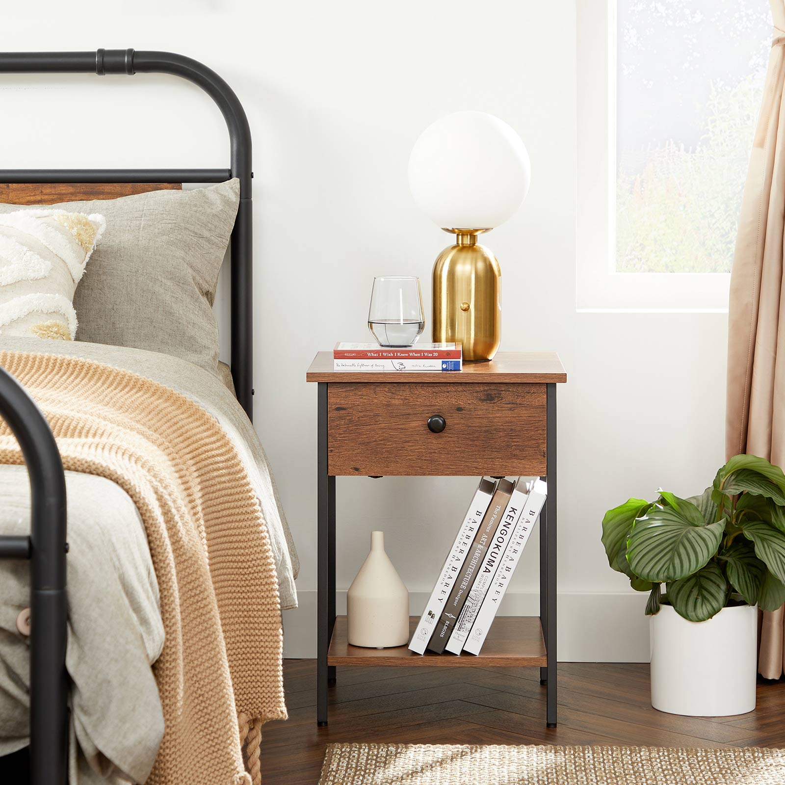 Side Table with Drawer and Shelf