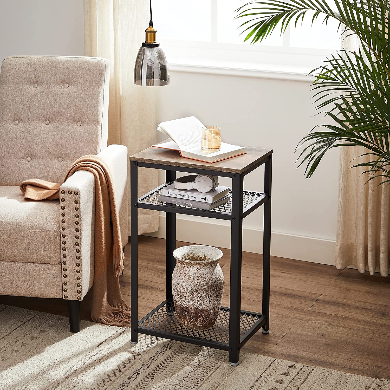 End Telephone Table with 2 Mesh Shelves