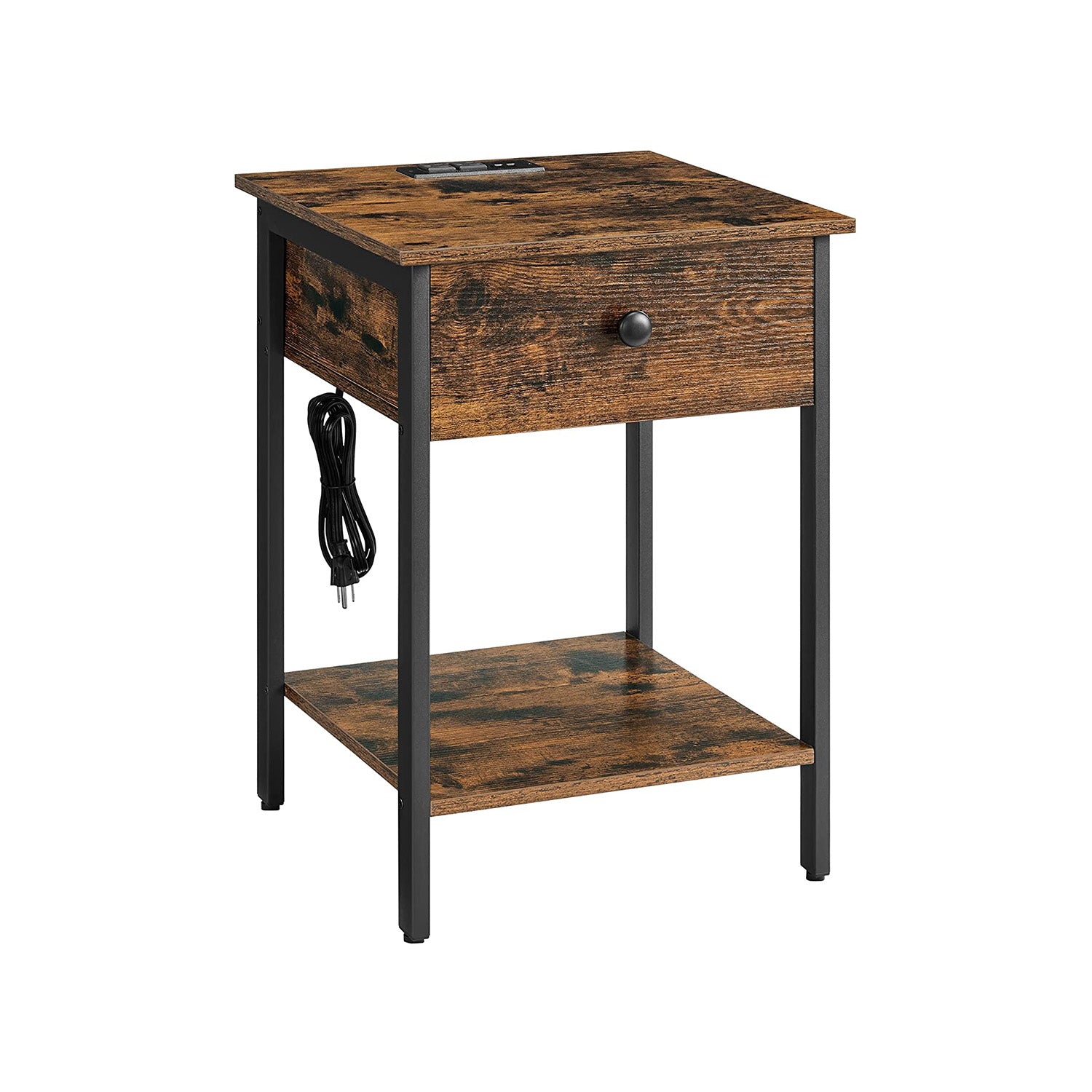 VASAGLE Nightstand with Charging Station and USB Ports