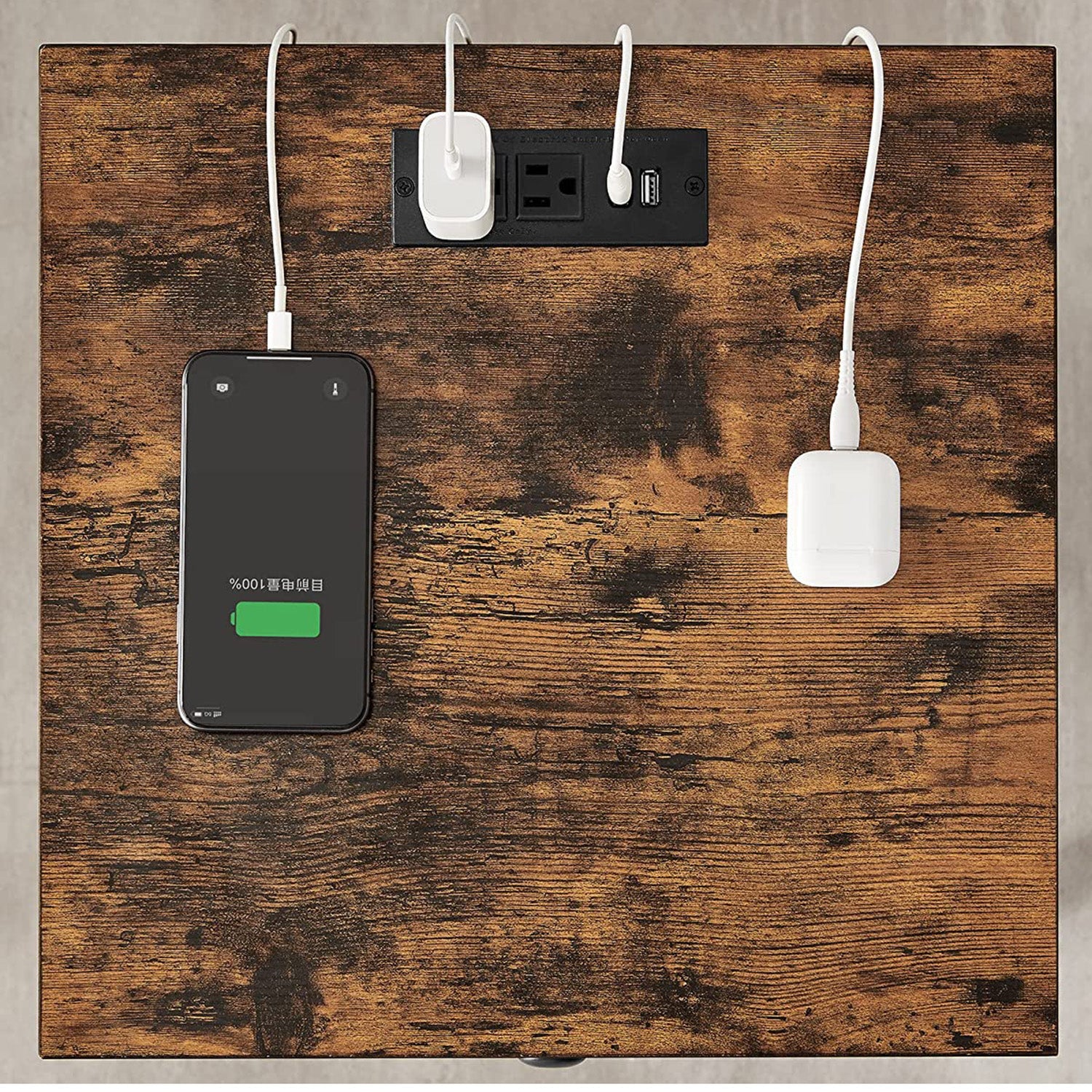 VASAGLE Nightstand with Charging Station and USB Ports