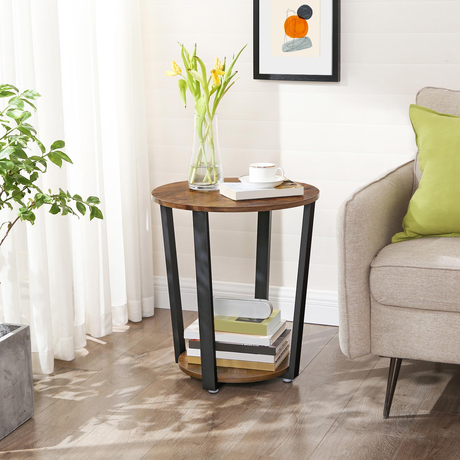 Round Industrial Side Table