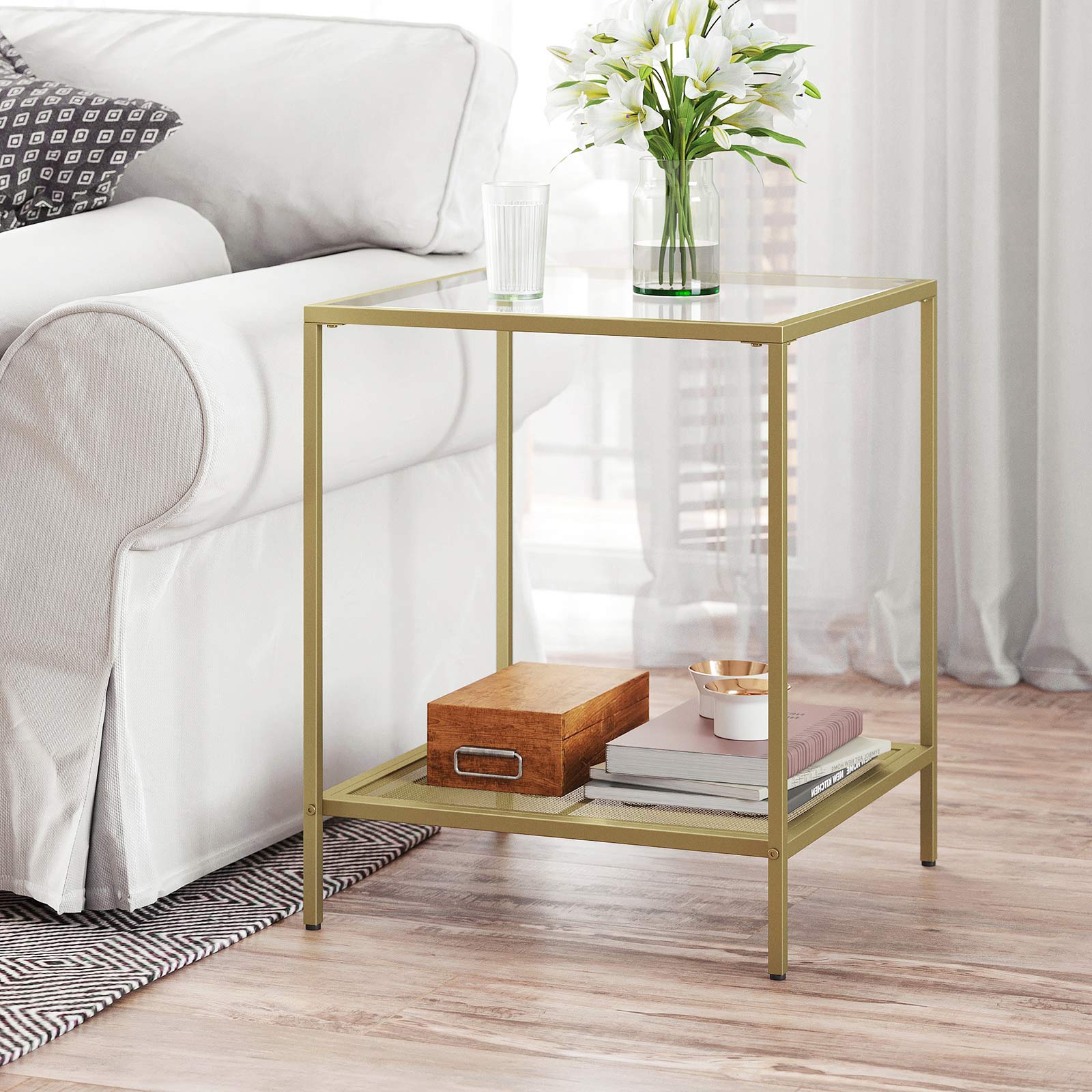 Modern Golden Glass Side Table