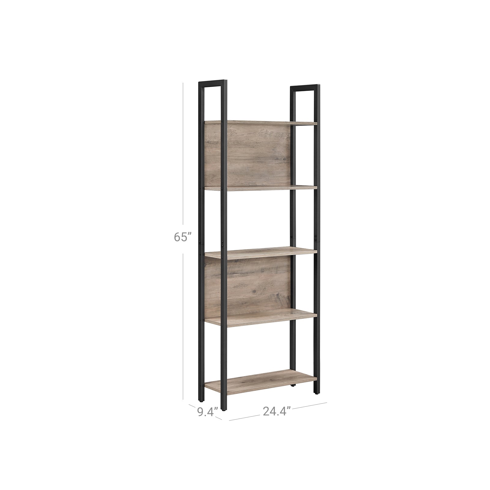 Steel Frame 5-Tier Bookshelf