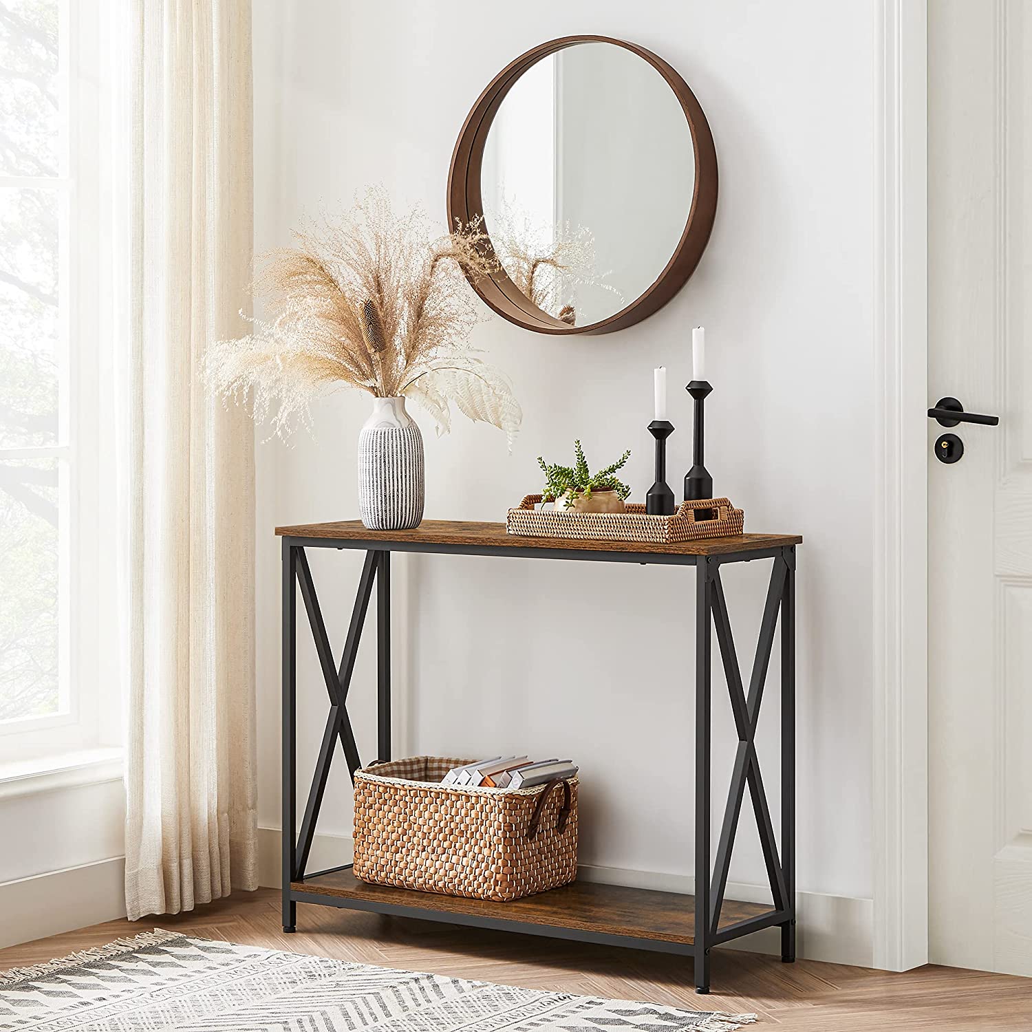 Sofa Table with 2 Storage Shelves