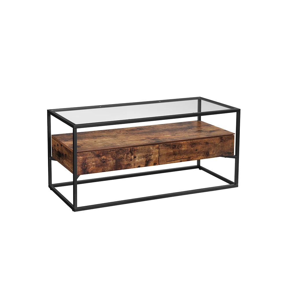 TV Cabinet with Glass Top and Drawer