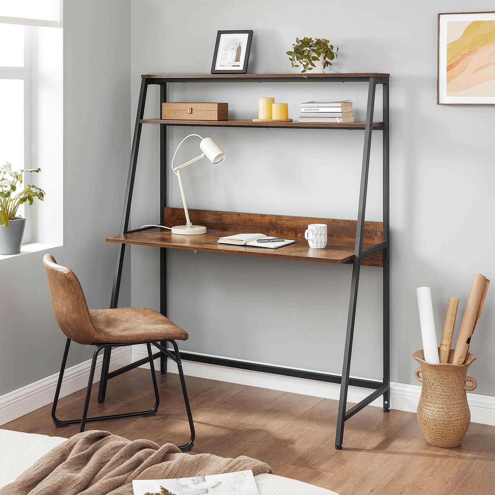 Computer Desk with Storage Shelves