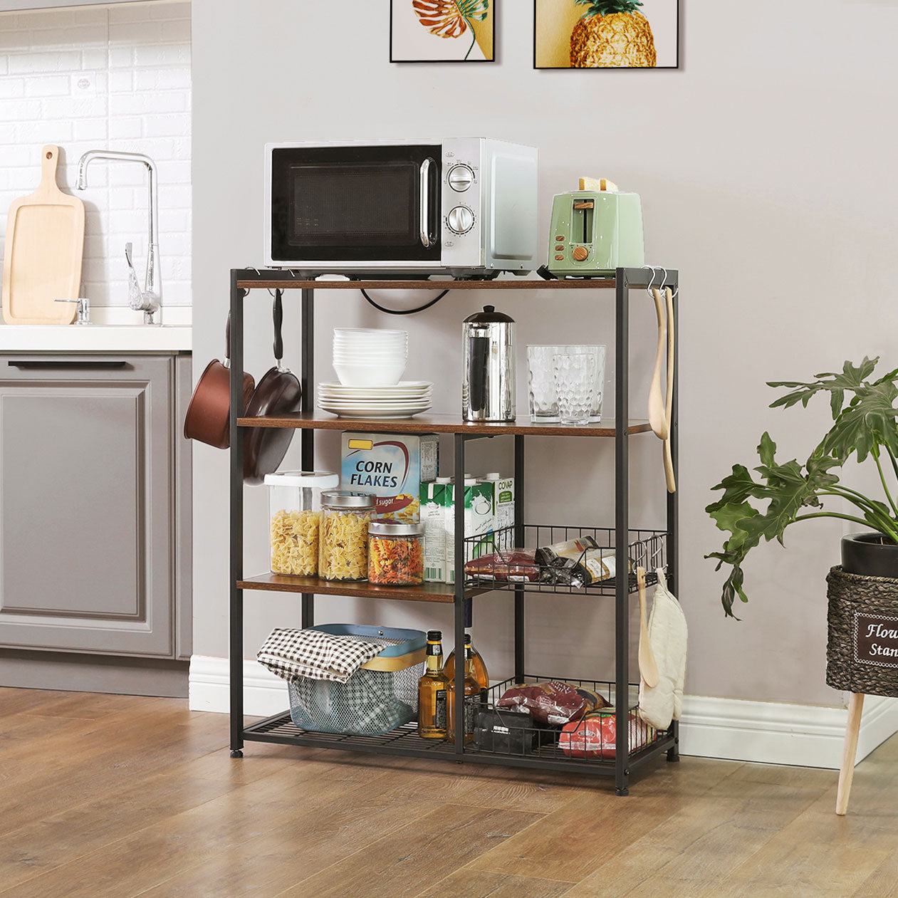 Mesh Baskets Kitchen Shelf