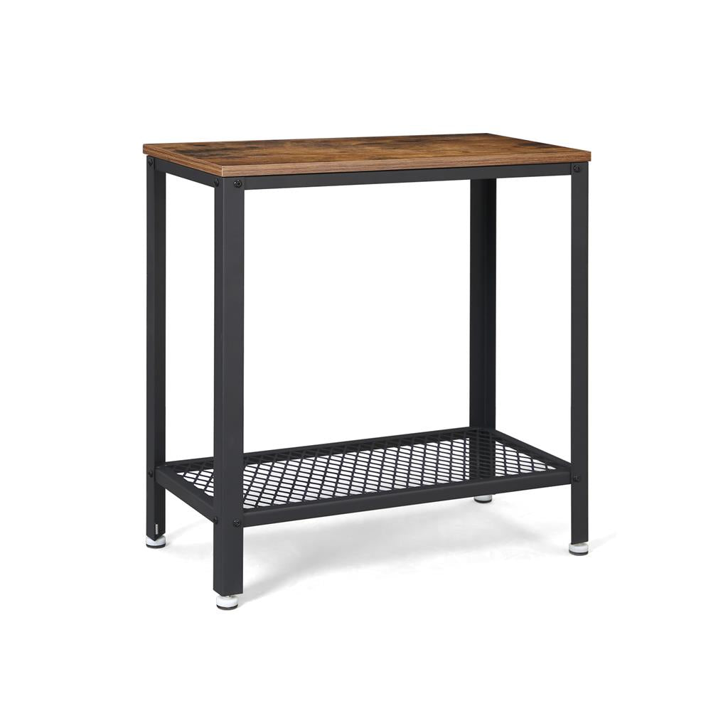 Industrial Sofa Table with Mesh Shelf