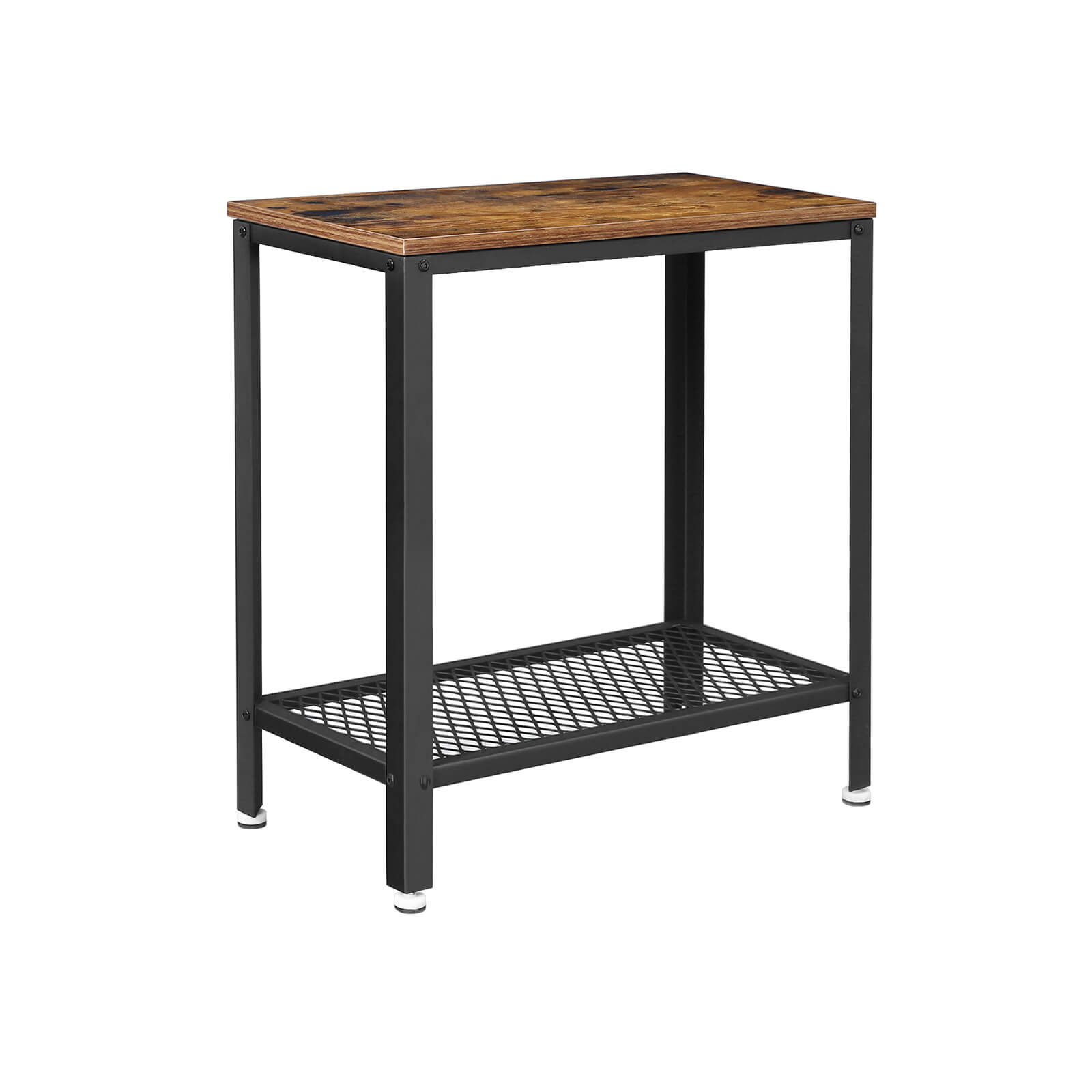 Industrial Sofa Table with Mesh Shelf