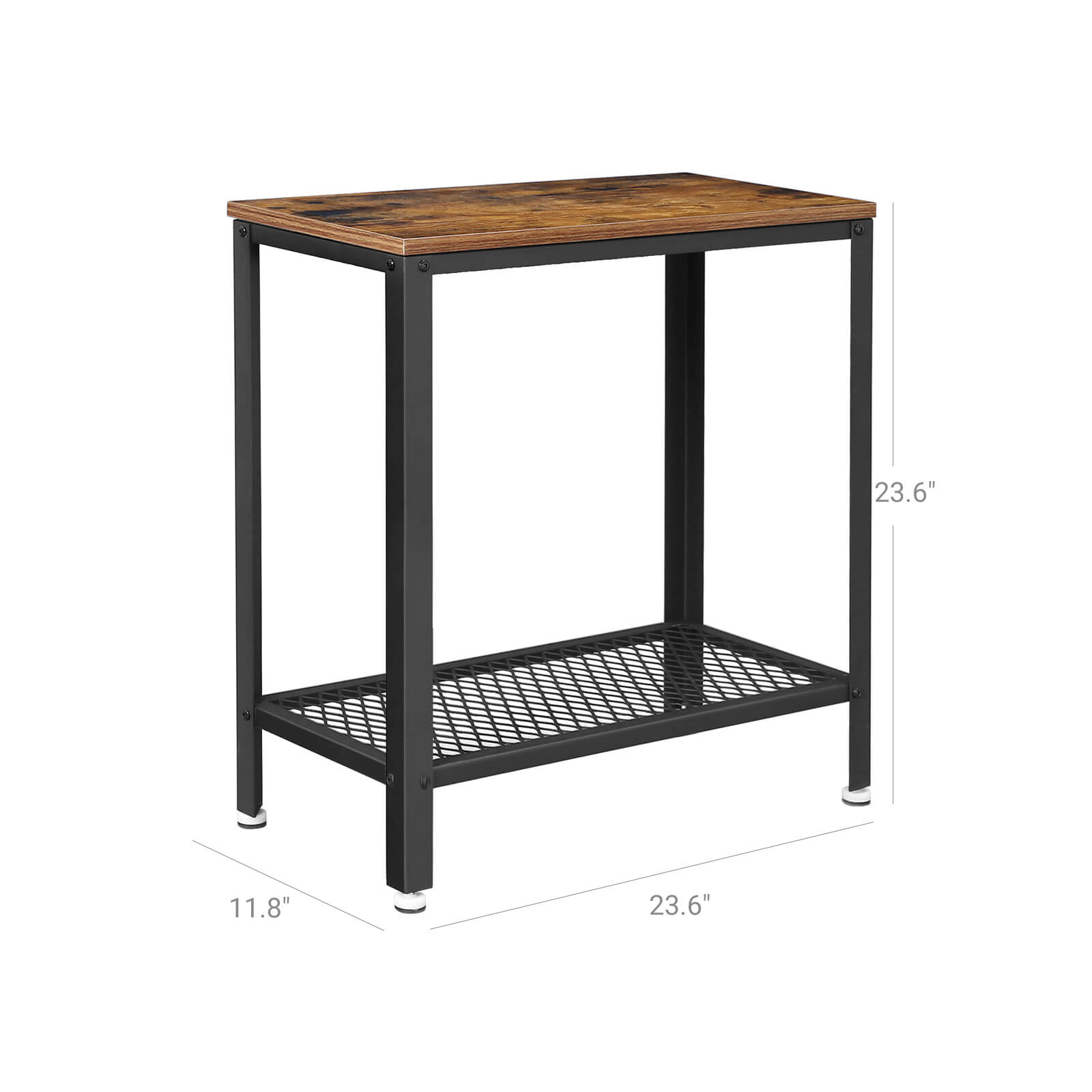 Industrial Sofa Table with Mesh Shelf