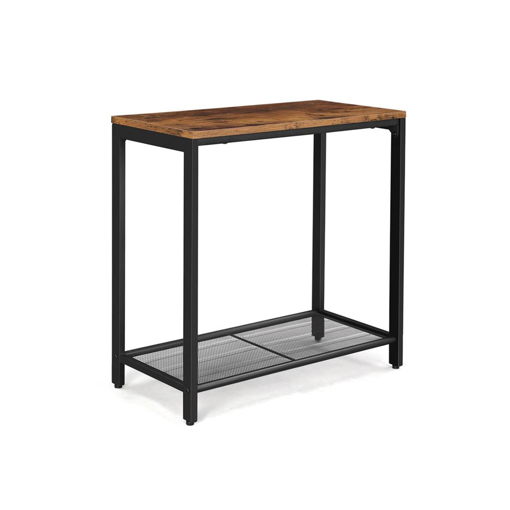 Narrow Small End Table with Mesh Shelf