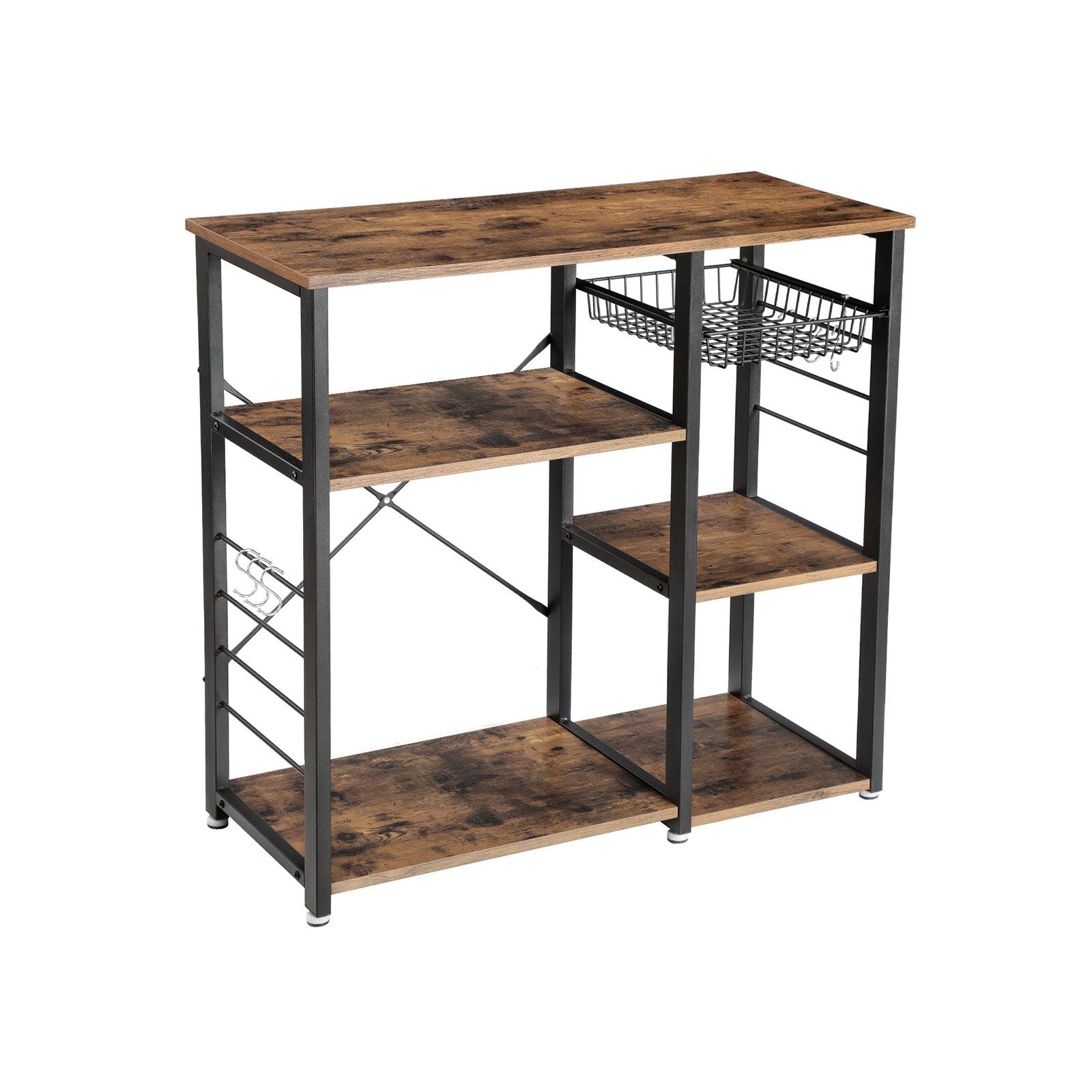 Kitchen Baker’s Rack and Coffee Bar with Wire Basket