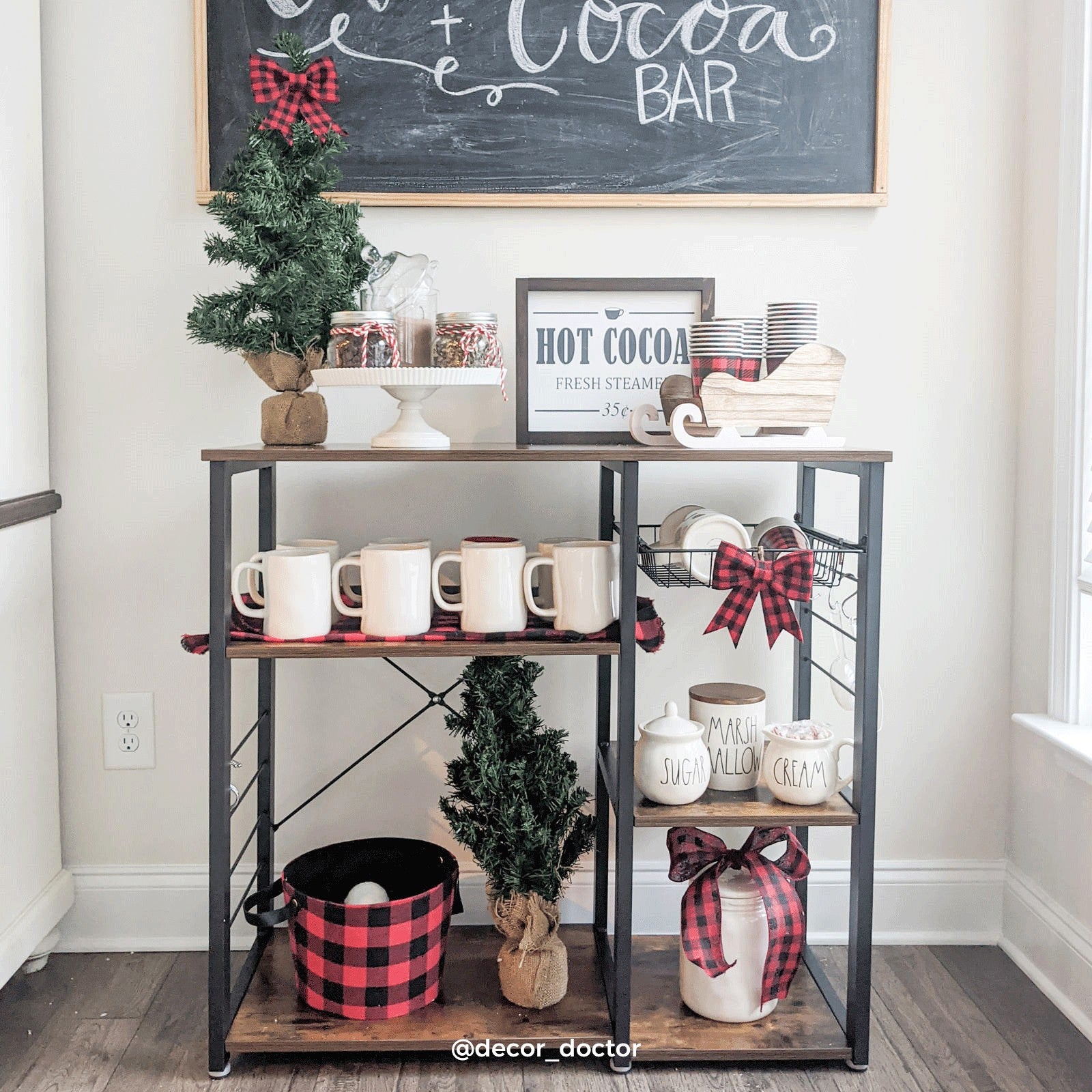 Kitchen Baker’s Rack and Coffee Bar with Wire Basket