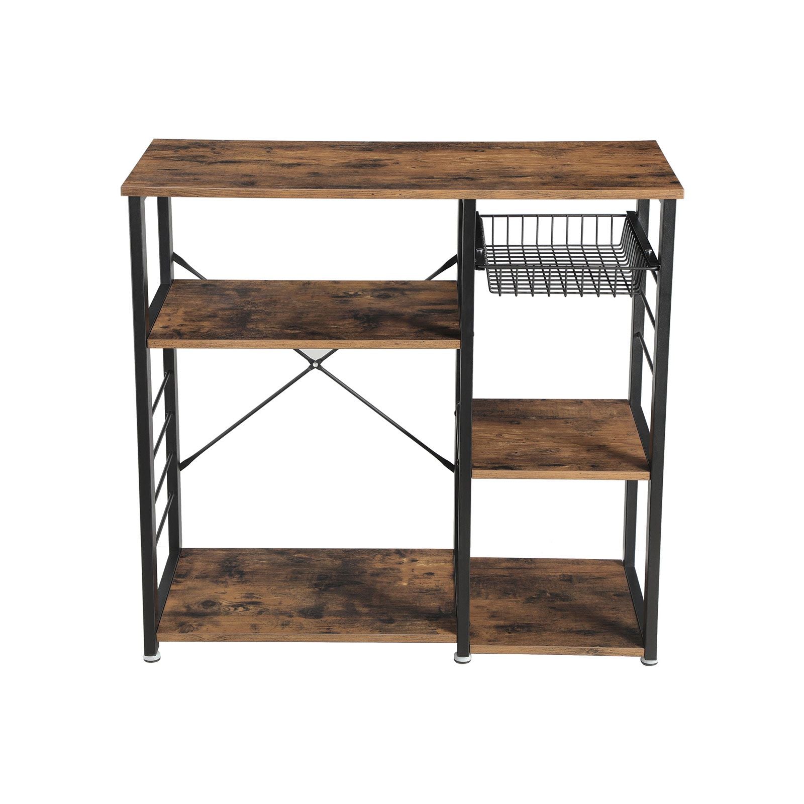 Kitchen Baker’s Rack and Coffee Bar with Wire Basket