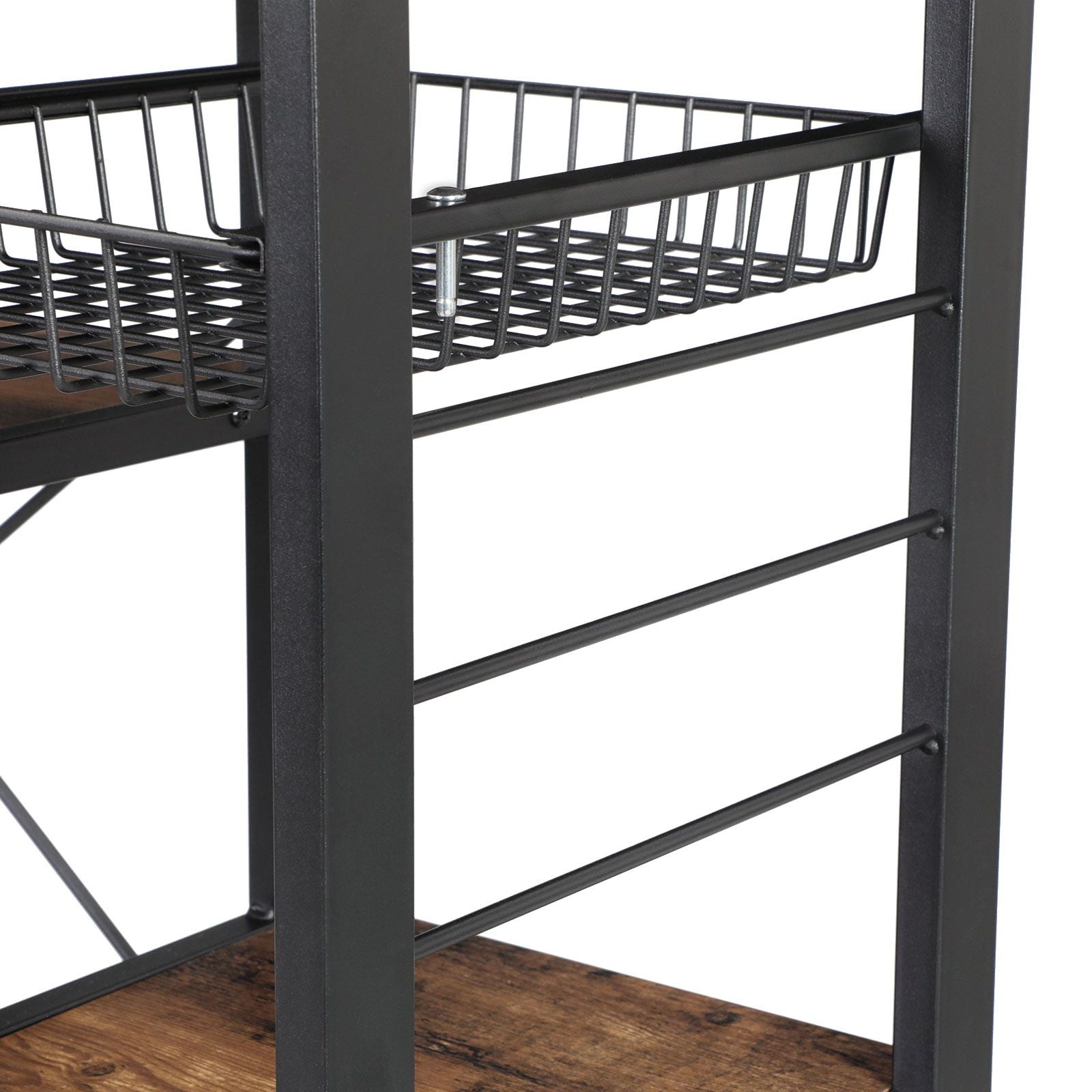 Kitchen Baker’s Rack and Coffee Bar with Wire Basket