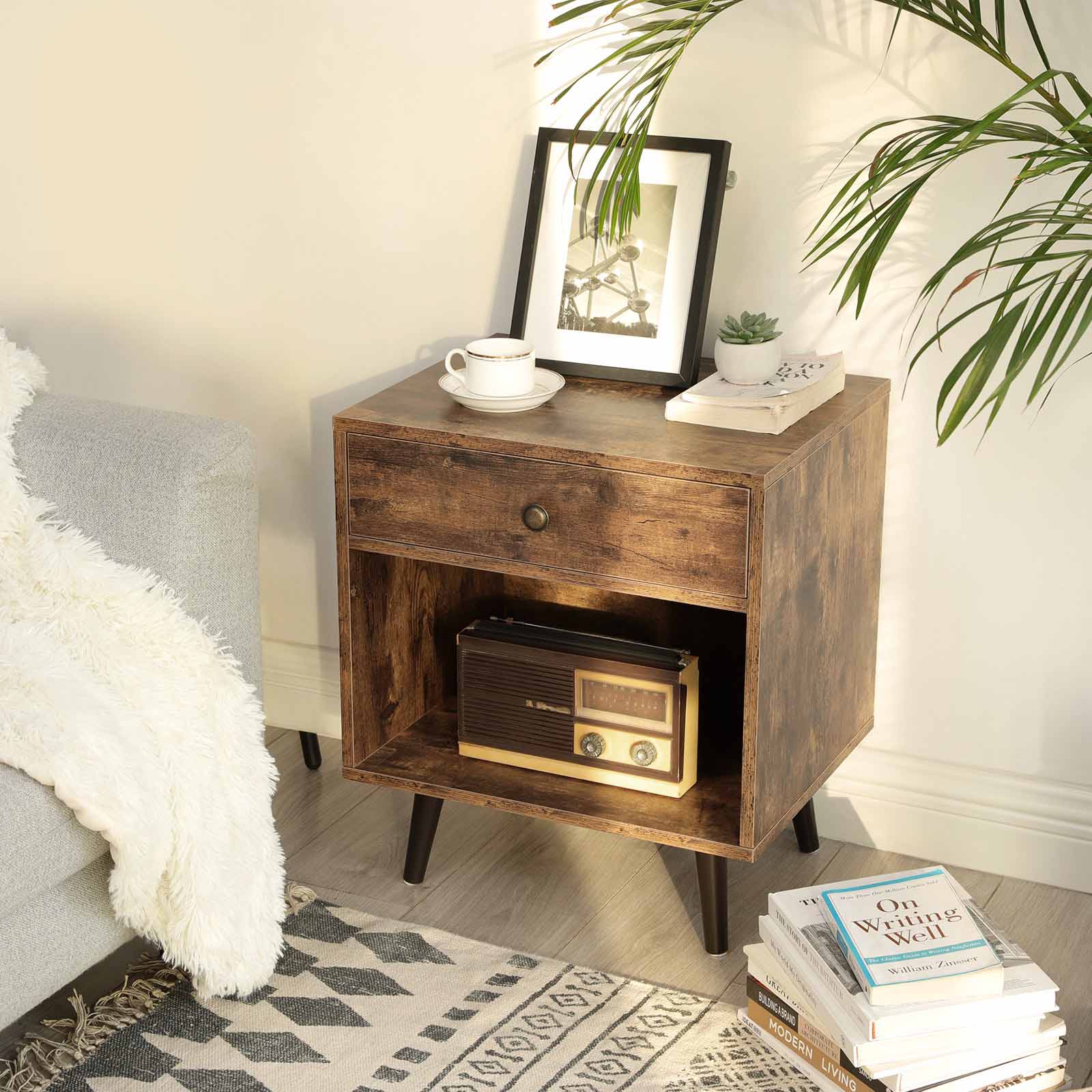 End Table with Drawer & Open Compartment