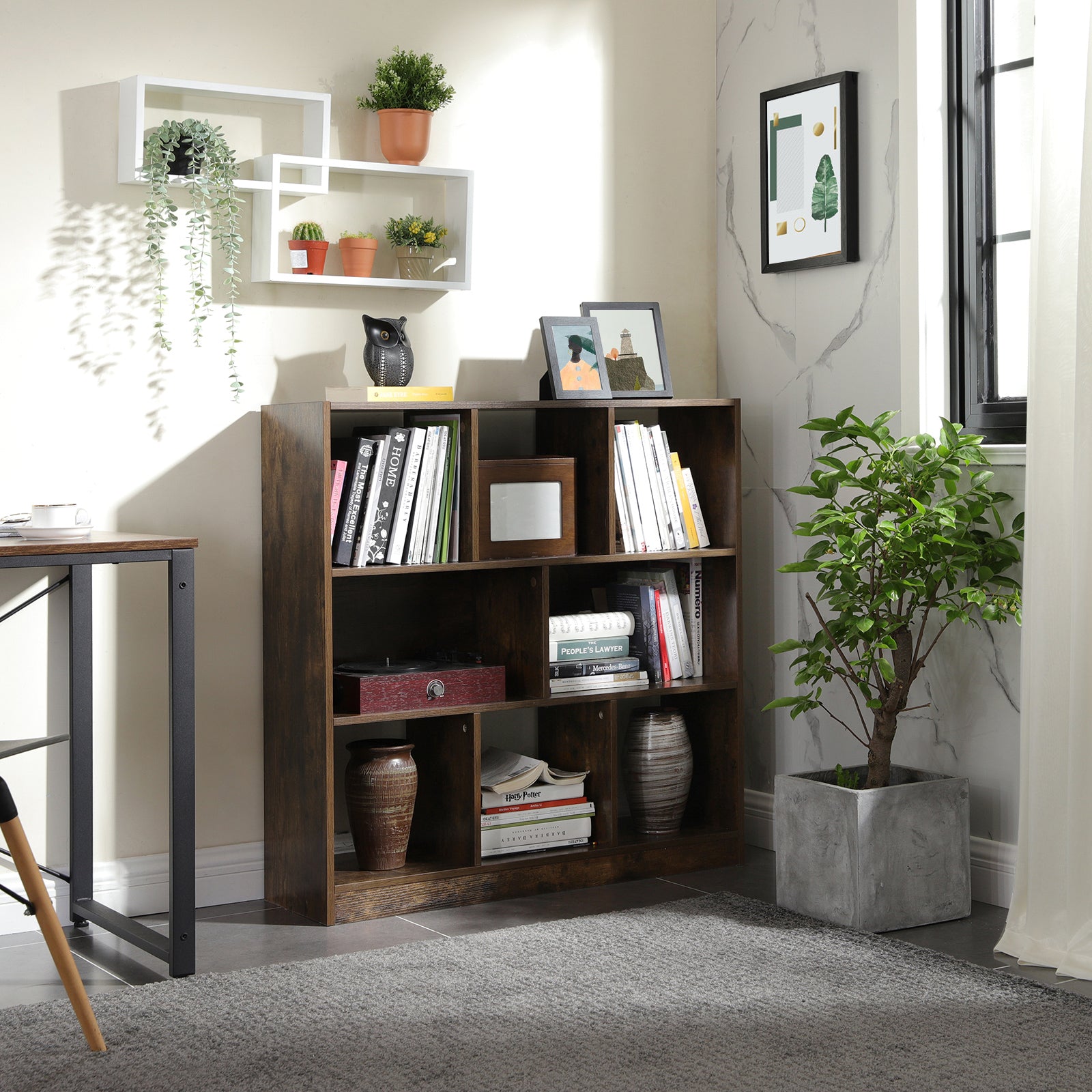 Open Shelves Wooden Bookcase