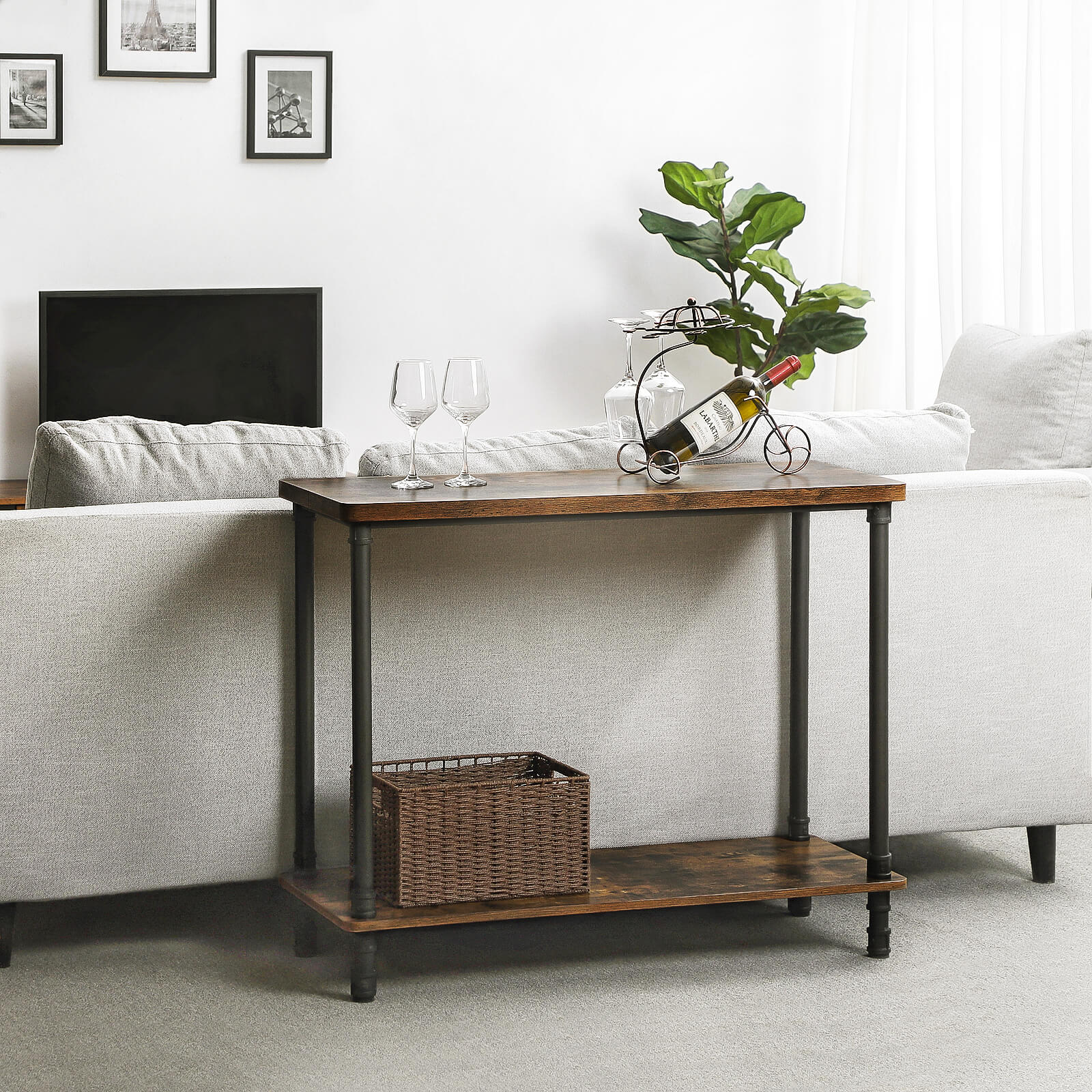 Sofa Table with Iron Pipe Legs